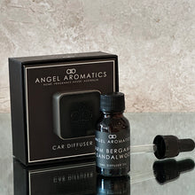 NEW Car Diffuser Black Leather with Brushed Silver Zinc Alloy-Car Diffuser-Angel Aromatics