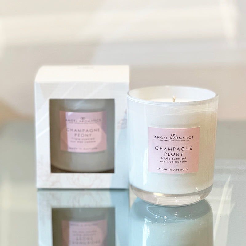 Scented Candles 180g - Champagne Peony-scented candles-Angel Aromatics