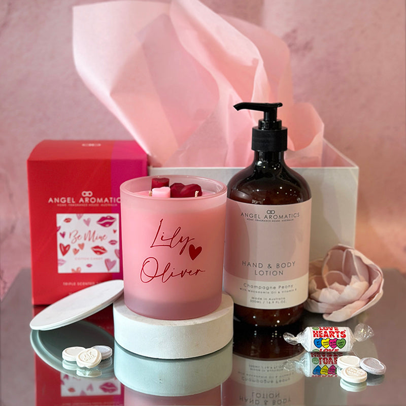 Love Personalised Valentines Gift Hamper-candles-Angel Aromatics