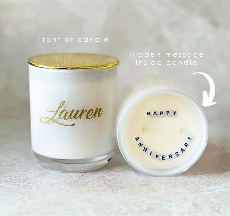 Anniversary Hidden Message Candles Australian Made Angel Aromatics